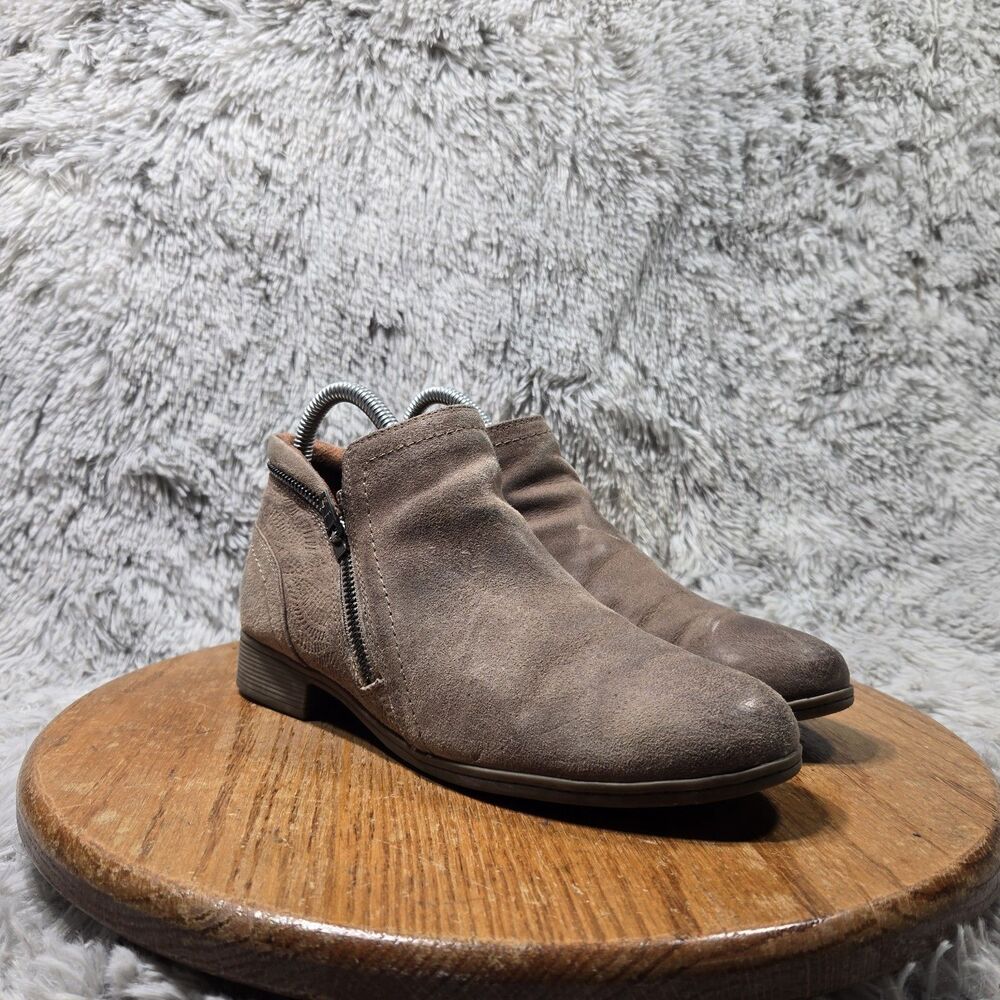 Cobb Hill Ankle Boots Crosbie Women Size 7 Retro Tan Leather Side Zip Up Leather